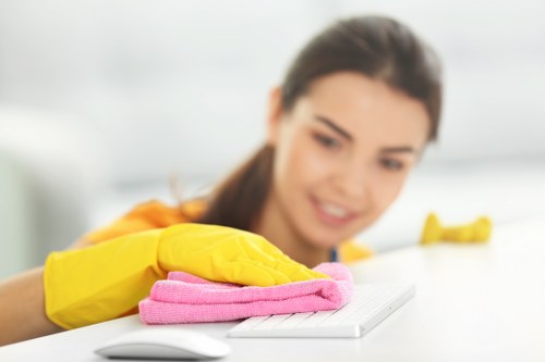 Recycling-focused cleaning supplies and separated waste streams reflecting local borough collection habits